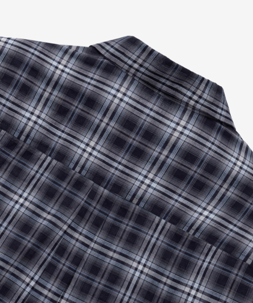 [ON]Krinkle Checkered Navy Oversized Fit Long-Sleeved Shirt