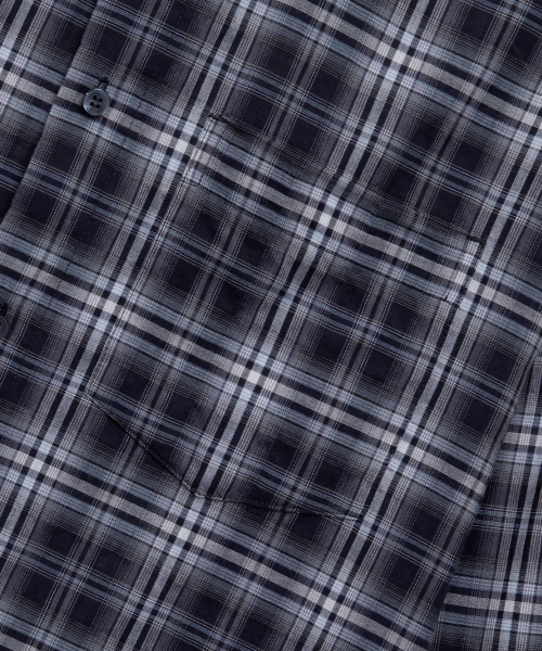 [ON]Krinkle Checkered Navy Oversized Fit Long-Sleeved Shirt