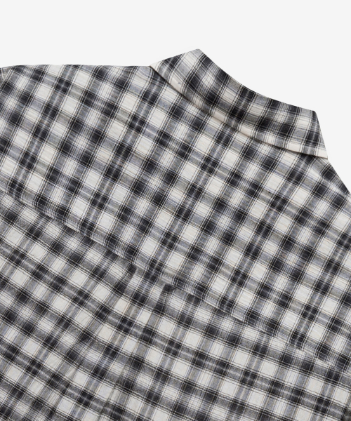 [ON][Crop OR Regular]Creeze checkered Black Over-Fit Long-Sleeved Shirt