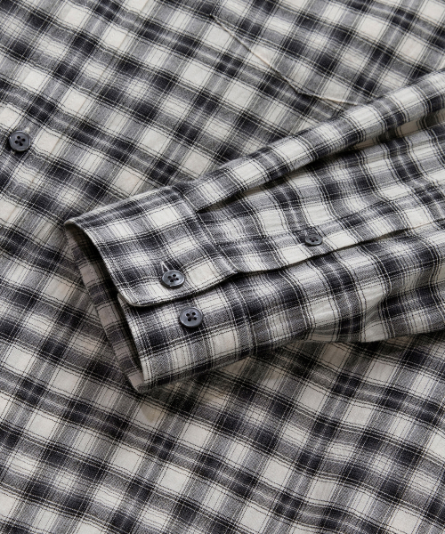 [ON][Crop OR Regular]Creeze checkered Black Over-Fit Long-Sleeved Shirt