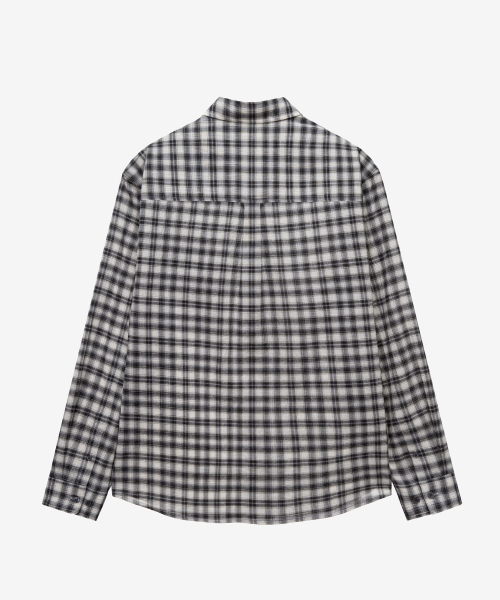 [ON][Crop OR Regular]Creeze checkered Black Over-Fit Long-Sleeved Shirt