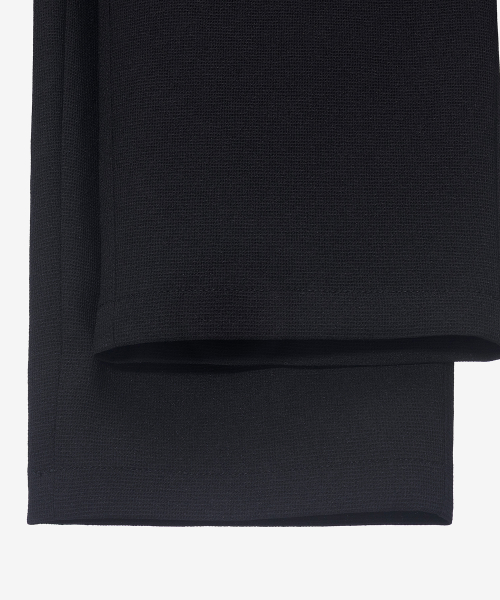 [COUTURE]Black one-tuck relaxes fit tissue deformation banding pants