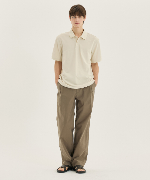 [COUTURE]Wide one tuck nylon full banding pants - 2color