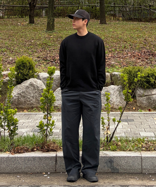 [COUTURE]Wide one tuck nylon full banding pants - 2color