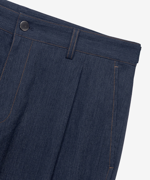 [COUTURE]adjust wide one-tuck denim like pants