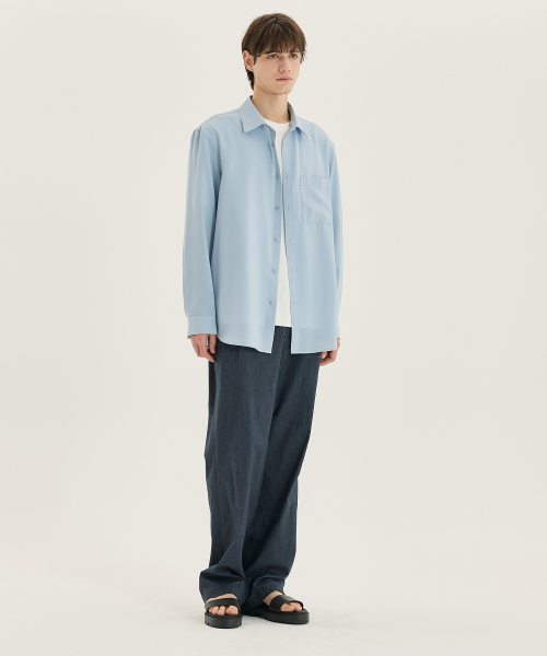 [COUTURE]adjust wide one-tuck denim like pants
