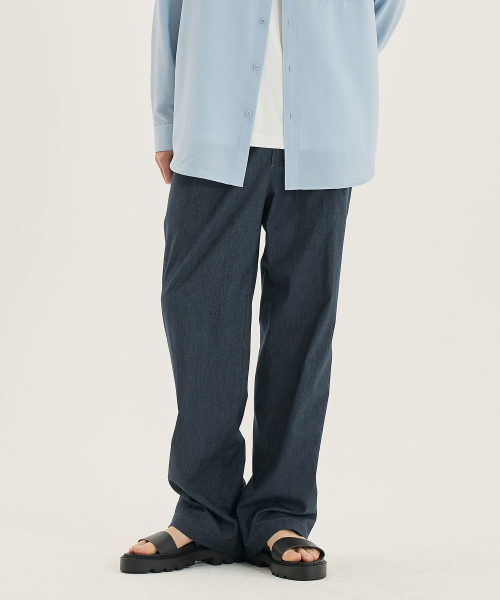 [COUTURE]adjust wide one-tuck denim like pants