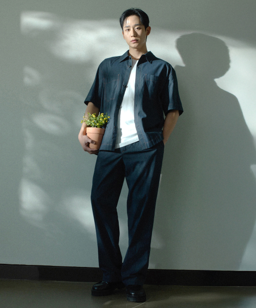 [COUTURE]adjust wide one-tuck denim like pants