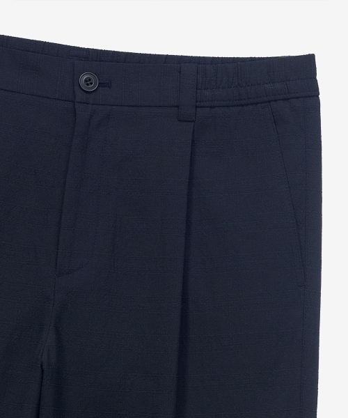 [COUTURE]One-tuck relaxation fit checkered organizing curvy banding pants