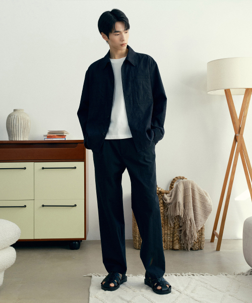 [COUTURE]One-tuck relaxation fit checkered organizing curvy banding pants