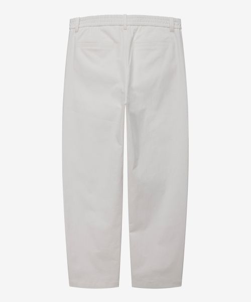 White one tuck relaxes fit linen like banding pants