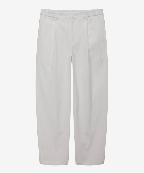 White one tuck relaxes fit linen like banding pants