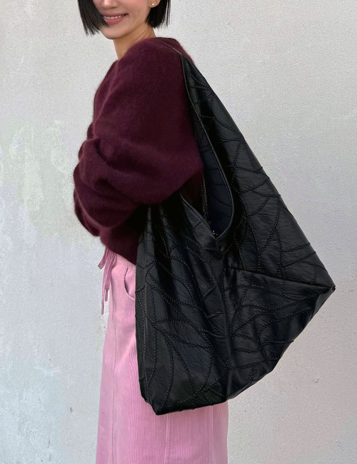 More Ripple Leather Hobo bag (Onyx Black)
