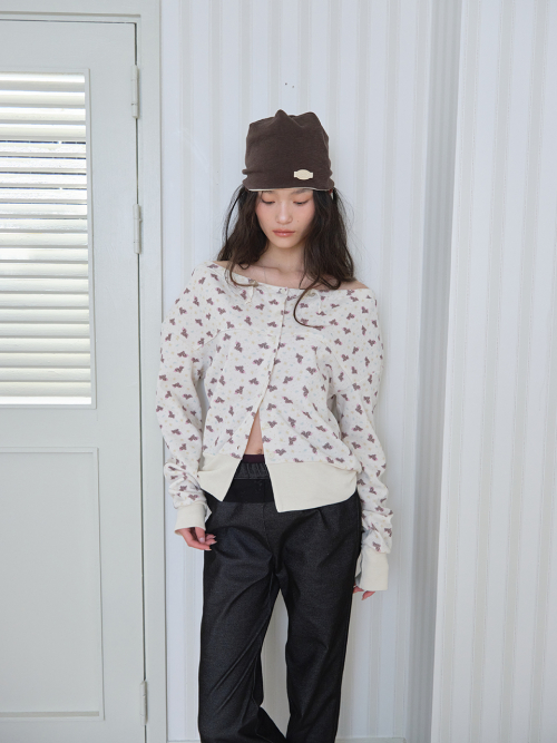 Bloom Neckline Cardigan (Cream)