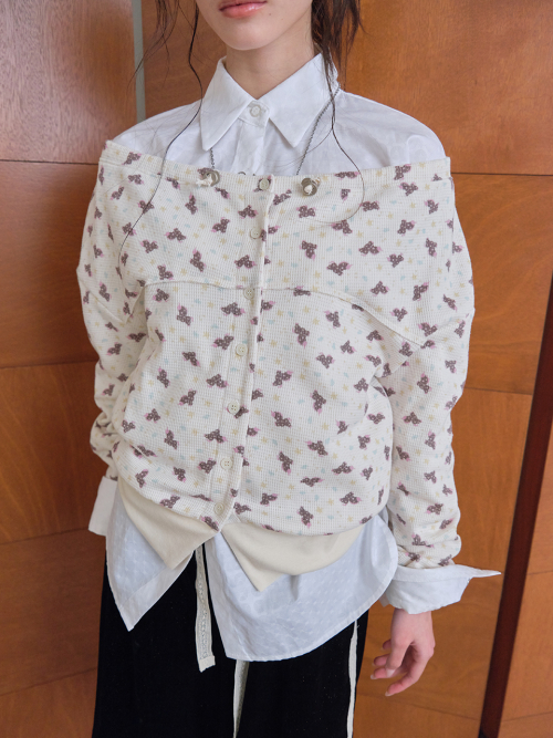 Bloom Neckline Cardigan (Cream)