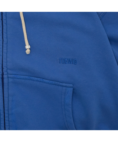 Tuewid classic embroidery set up zip up in cerulean blue