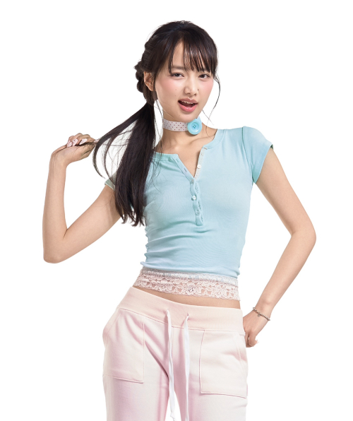 Baby powder lace tee (mint)
