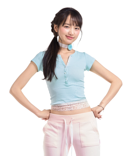 Baby powder lace tee (mint)