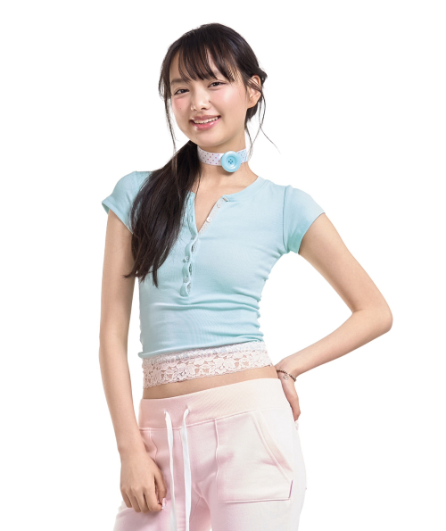 Baby powder lace tee (mint)