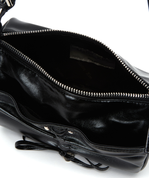 FRONT SHIRRING RIBBON MINI BAG IN BLACK
