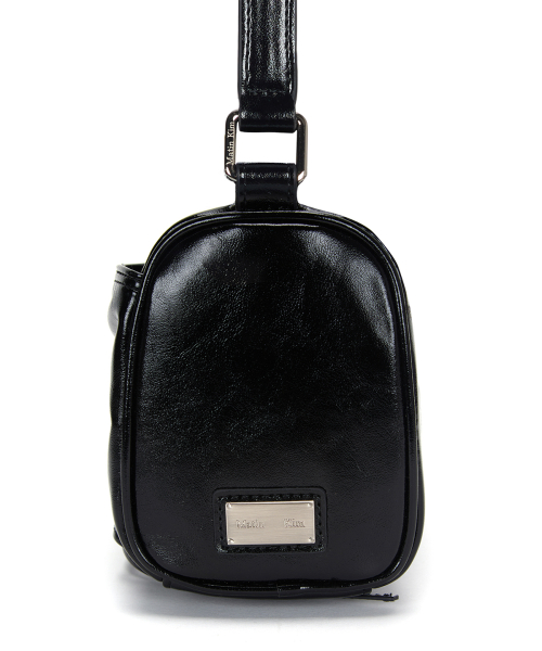 FRONT SHIRRING RIBBON MINI BAG IN BLACK