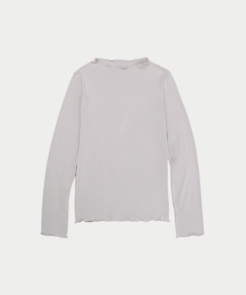 MOCK NECK LONG SLEEVE TOP, LIGHT GREY