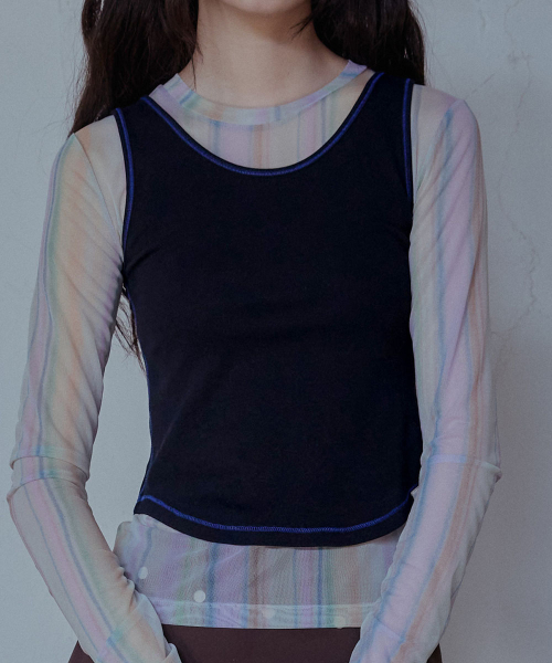 CONTRAST STITCH SLEEVELESS - 6 colors