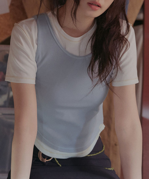 CONTRAST STITCH HALF SLEEVE - 6 colors