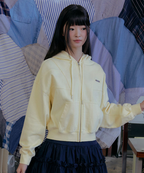 SEMI CROPPED ZIP UP HOODIE - 4 colors
