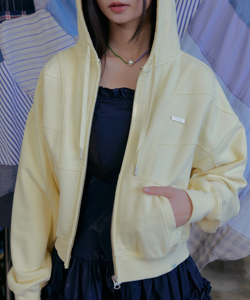 SEMI CROPPED ZIP UP HOODIE - 4 colors