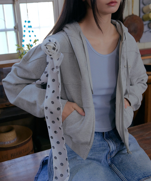 SEMI CROPPED ZIP UP HOODIE - 4 colors