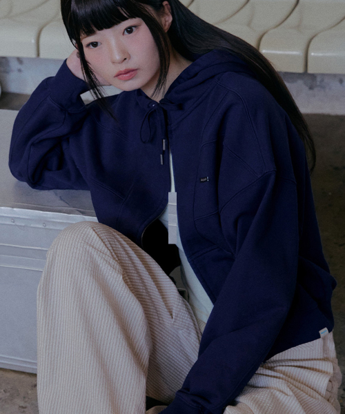 SEMI CROPPED ZIP UP HOODIE - 4 colors