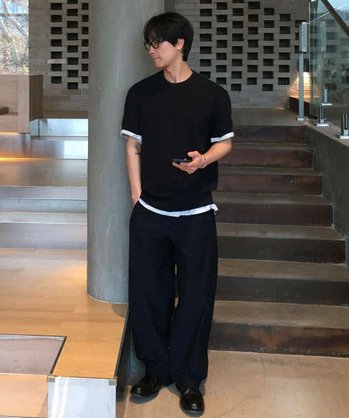curved semi-wide daily pants - 4color