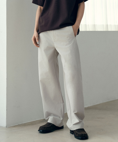 curved semi-wide daily pants - 4color