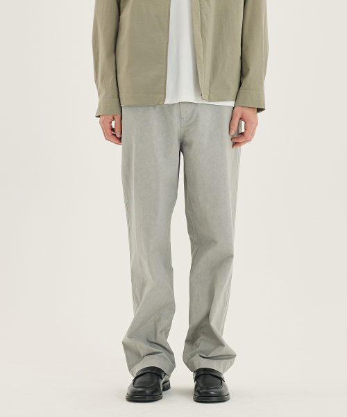 [COUTURE]Gray Semi-Wide Pigment Cotton Pants
