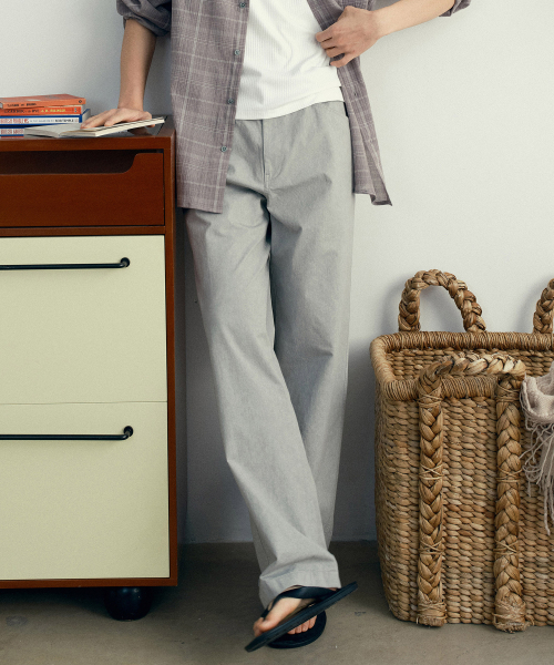 [COUTURE]Gray Semi-Wide Pigment Cotton Pants
