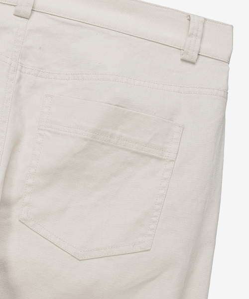 [COUTURE]Semi-wide linen blend cream tissue deformation pants