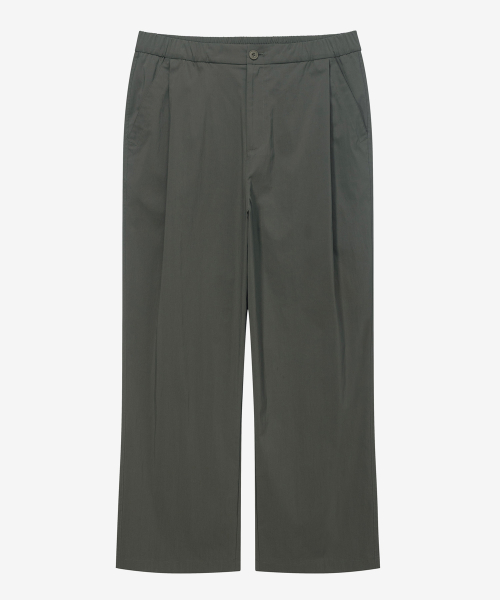 [COUTURE]Wide one tuck nylon mixed string banding pants - 2color