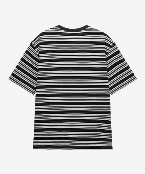 Cotton 100% Multi-Stripe Oversized Fit Short Sleeve T-shirt - 2color