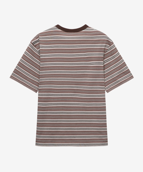Cotton 100% Multi-Stripe Oversized Fit Short Sleeve T-shirt - 2color