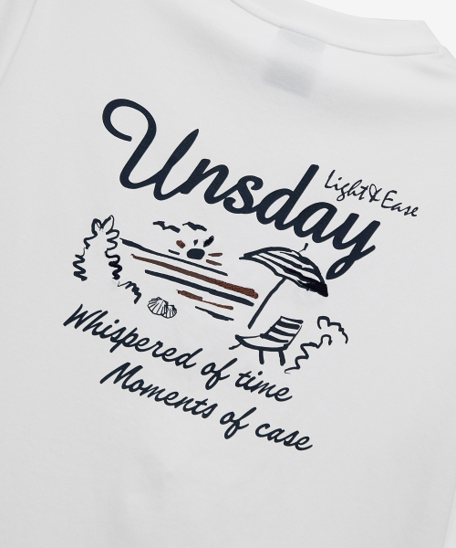 [UNS]Air Cool_Back Point Oversized Fit White Short-Sleeved T-shirt