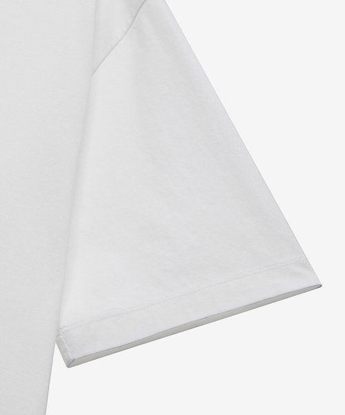 [UNS]Air Cool_Back Point Oversized Fit White Short-Sleeved T-shirt