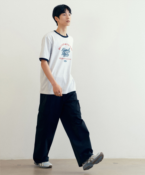 [UNS]Dogood_Lettering Oversized Fit Ringer Short Sleeve T-Shirt - 2color
