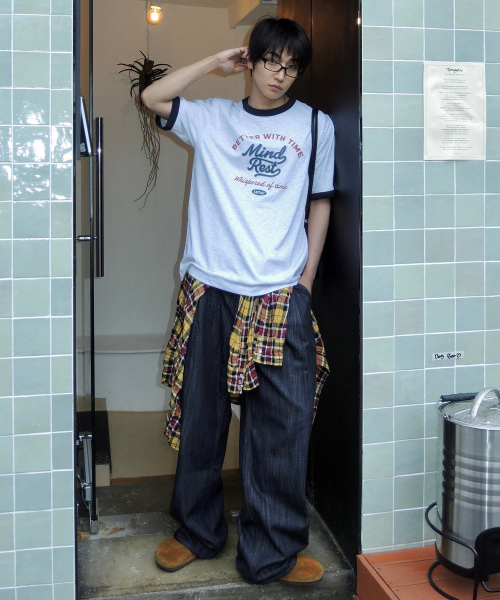 [UNS]Dogood_Lettering Oversized Fit Ringer Short Sleeve T-Shirt - 2color
