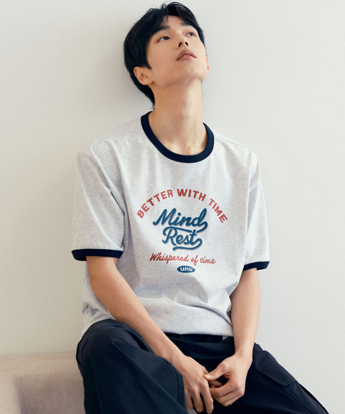 [UNS]Dogood_Lettering Oversized Fit Ringer Short Sleeve T-Shirt - 2color