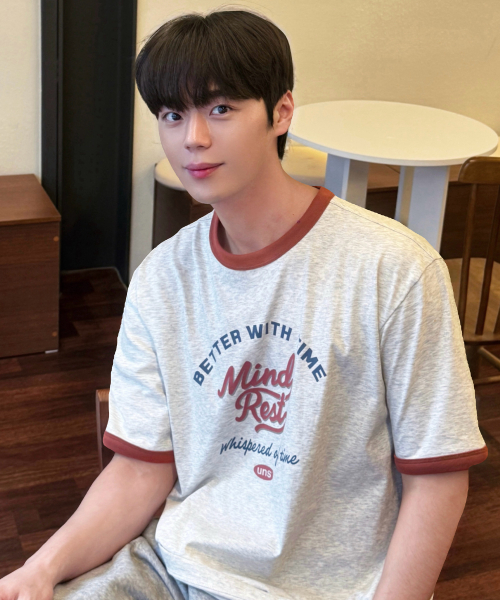 [UNS]Dogood_Lettering Oversized Fit Ringer Short Sleeve T-Shirt - 2color