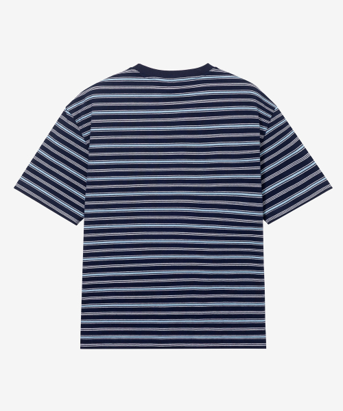 [ON]Multi-stripe cropped short-sleeved T-shirt - 2 colors