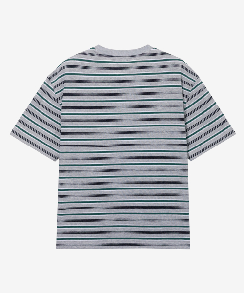 [ON]Multi-stripe cropped short-sleeved T-shirt - 2 colors