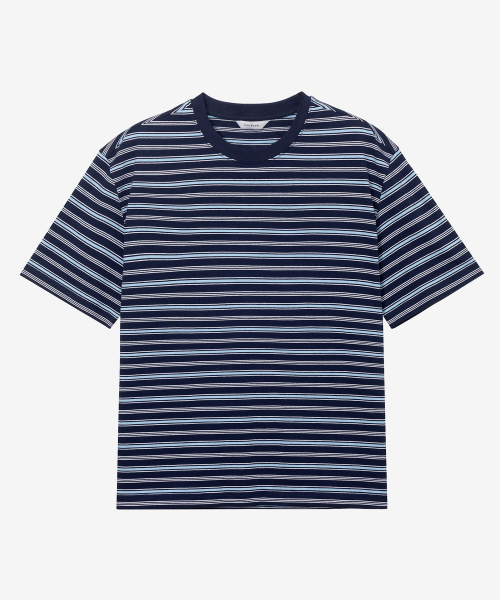 [ON]Multi-stripe cropped short-sleeved T-shirt - 2 colors
