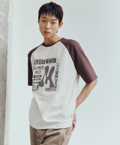 [ON]Graphic Oversized Fit Raglan Short-Sleeved T-shirt - 2color